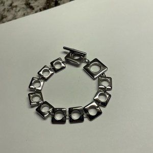 Signed Chisel Costume Silver Tone Stainless Steel Bracelet Toggle Style Clasp